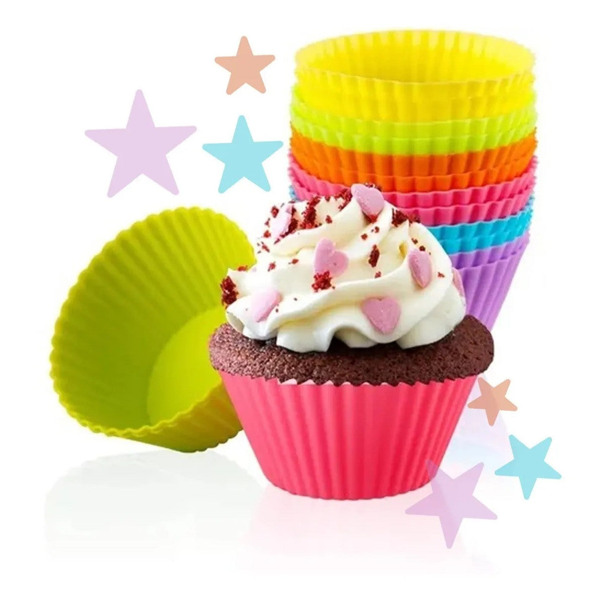 Moldes Silicona Para Cupcakes  X 10 Unidades